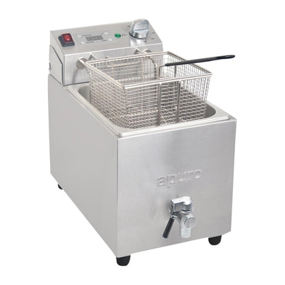 Apuro Single Tank Single Basket 8Ltr Countertop Fryer with Timer 2.9kW • PAS-FC374-A