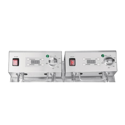 Apuro Twin Tank Fryer with Timer - 2x8Ltr - 2.9kW • PAS-FC375-A