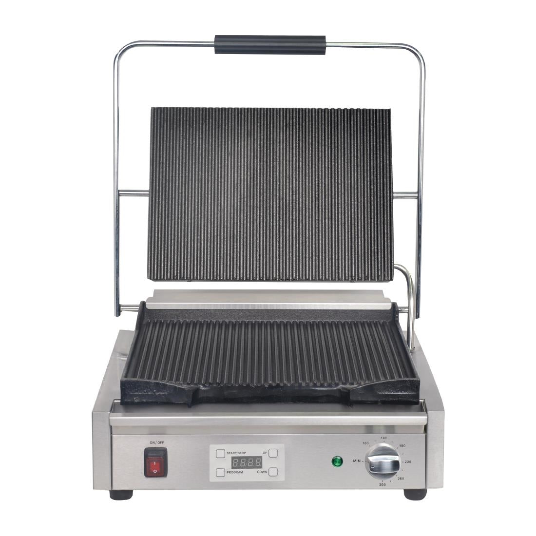 Apuro Large Contact Grill Ribbed Plates with Timer • PAS-FC380-A