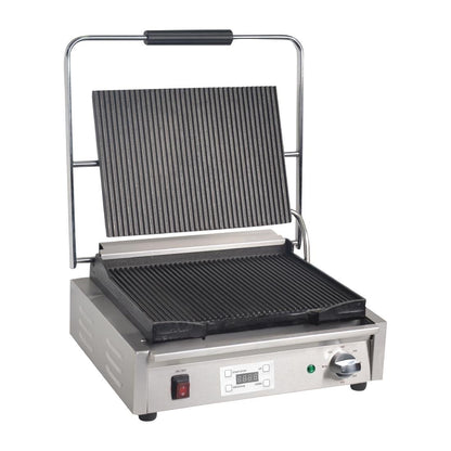 Apuro Large Contact Grill Ribbed Plates with Timer • PAS-FC380-A