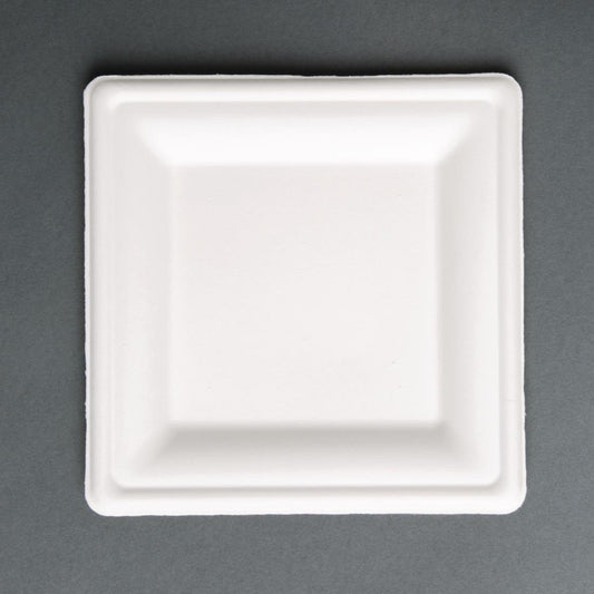 Fiesta Compostable Bagasse Square Plates 204mm (Pack of 50) • PAS-FC519