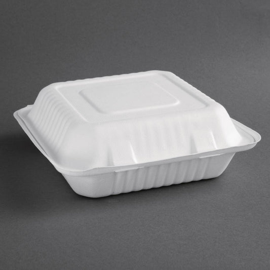 Fiesta Compostable Bagasse Food Container236mm (200 Pack) (236(W)x229(D)mm | Pack of 200) • PAS-FC527