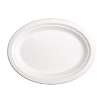 Fiesta Compostable Bagasse Oval Plates 316mm (Pack of 50) • PAS-FC535