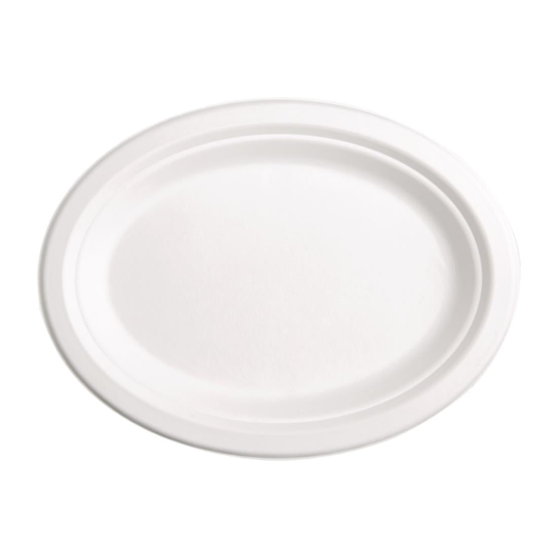 Fiesta Compostable Bagasse Oval Plate 316mm (50 Pack) (316(W)x252(D)mm | Pack of 50) • PAS-FC535