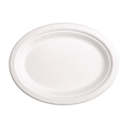 Fiesta Compostable Bagasse Oval Plate 316mm (50 Pack) (316(W)x252(D)mm | Pack of 50) • PAS-FC535
