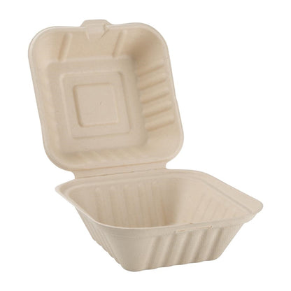 Fiesta Compostable Bagasse Burger Boxes Natural Colour 152mm (Pack of 500) • PAS-FC542