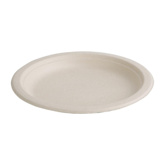 Fiesta Compostable Bagasse Round Plates Natural Colour 260mm (Pack of 50) • PAS-FC545