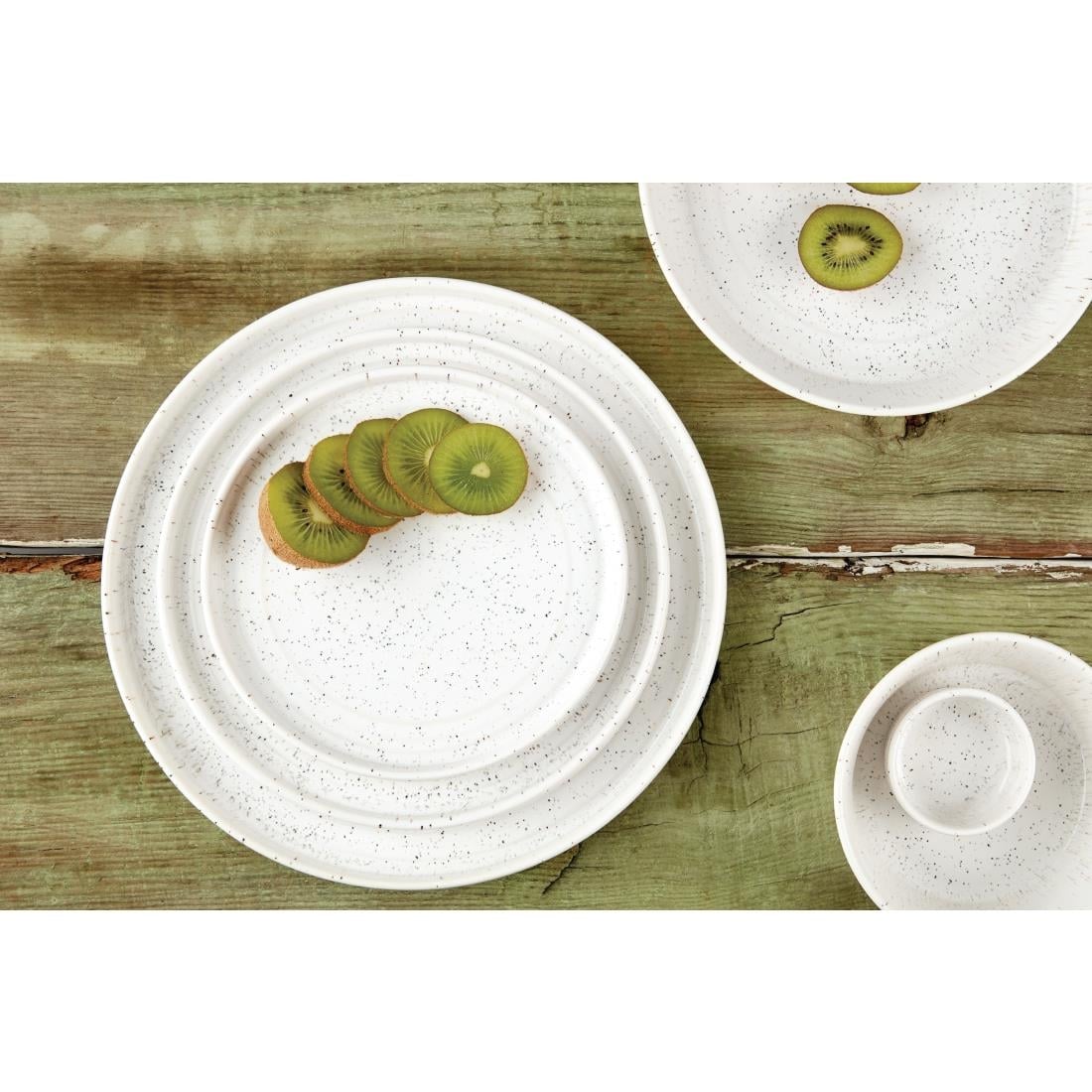 Olympia Cavolo White Speckle Flat Round Bowl 143mm (6 Pack) • PAS-FD900