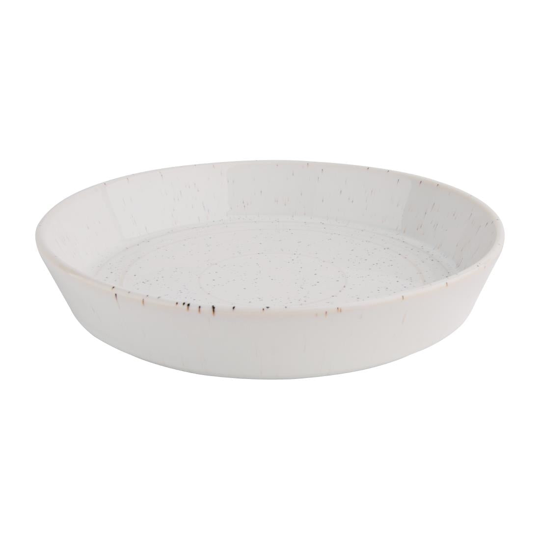 Olympia Cavolo White Speckle Flat Round Bowl - 220mm (4 Pack) • PAS-FD901
