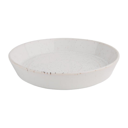 Olympia Cavolo White Speckle Flat Round Bowl - 220mm (4 Pack) • PAS-FD901