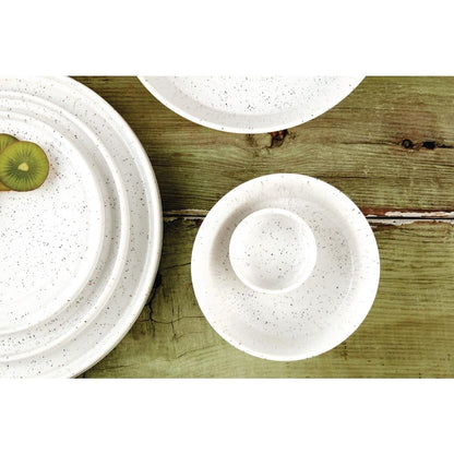 Olympia Cavolo White Speckle Flat Round Plate - 220mm 8 2/3" (6 Pack) • PAS-FD903
