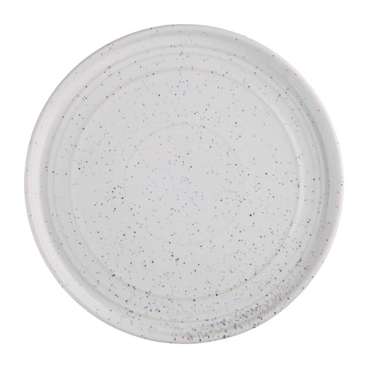 Olympia Cavolo White Speckle Flat Round Plate - 220mm 8 2/3" (6 Pack) • PAS-FD903