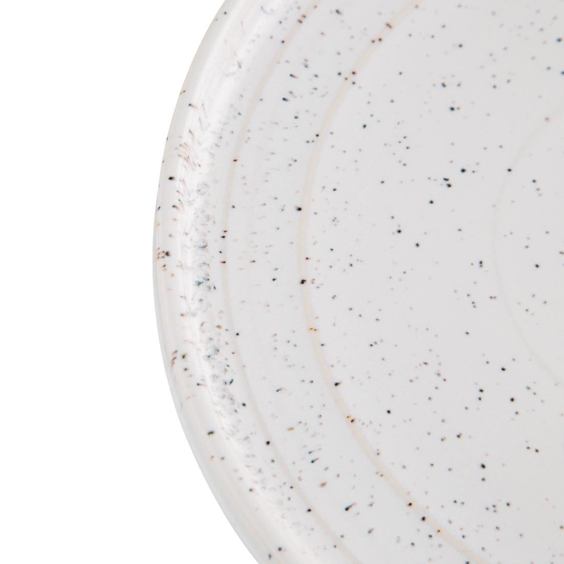 Olympia Cavolo White Speckle Flat Round Plate - 220mm 8 2/3" (6 Pack) • PAS-FD903