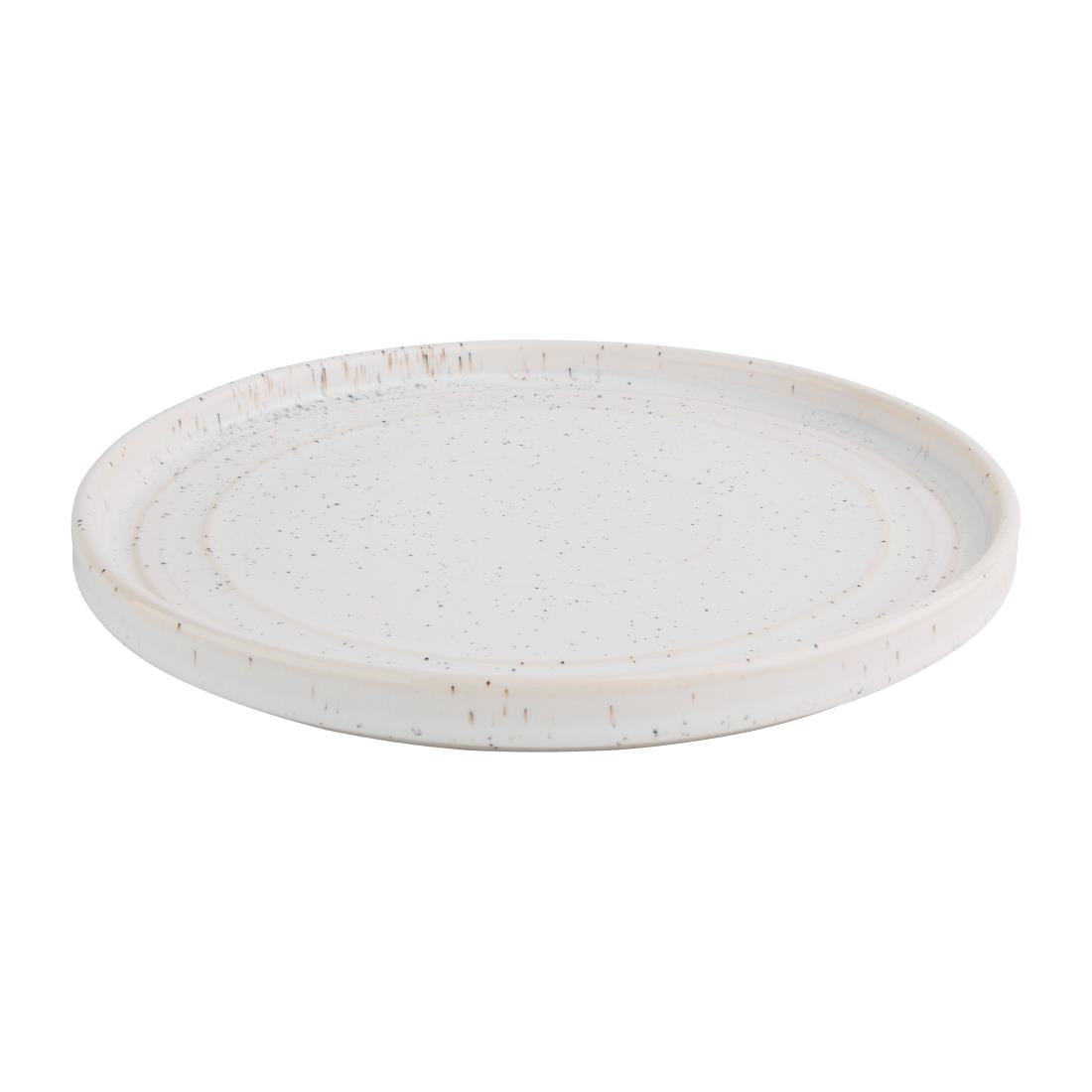 Olympia Cavolo White Speckle Flat Round Plate - 220mm 8 2/3" (6 Pack) • PAS-FD903