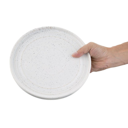 Olympia Cavolo White Speckle Flat Round Plate - 220mm 8 2/3" (6 Pack) • PAS-FD903