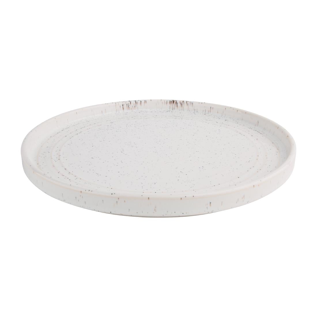 Olympia Cavolo White Speckle Flat Round Plate - 270mm 10 2/3" (4 Pack) • PAS-FD904