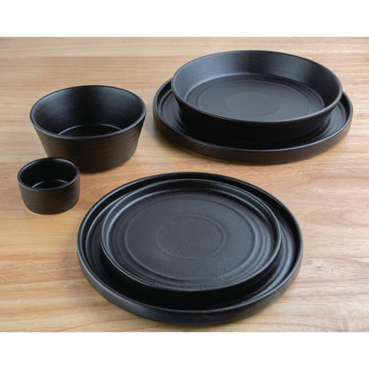 Olympia Cavolo Flat Round Bowls Textured Black 143mm (6 Pack) (Pack of 6) • PAS-FD906