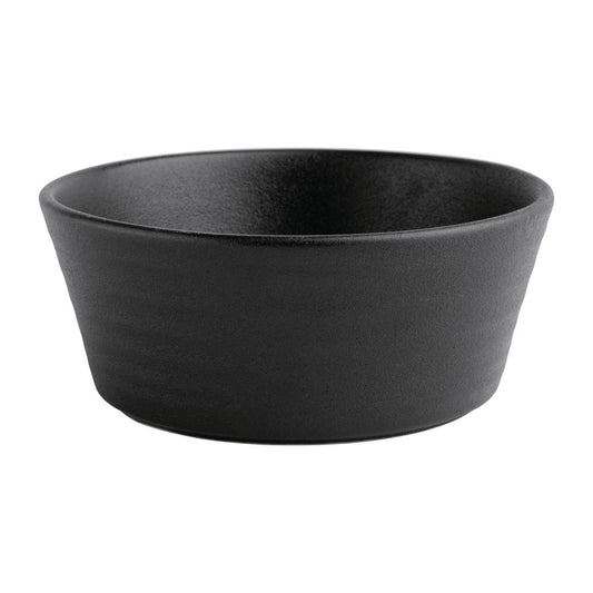 Olympia Cavolo Textured Black Flat Round Bowl - 140mm (6 Pack) • PAS-FD906