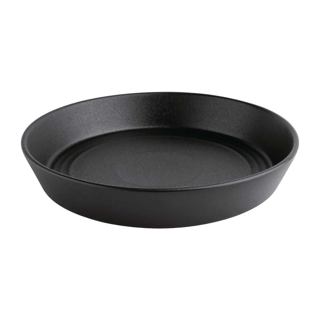 Olympia Cavolo Textured Black Flat Round Bowl - 220mm (4 Pack) • PAS-FD907