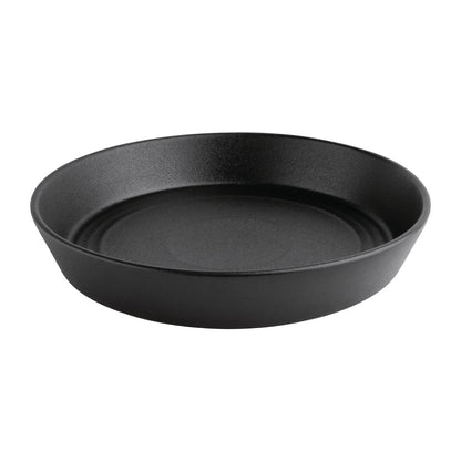Olympia Cavolo Textured Black Flat Round Bowl - 220mm (4 Pack) • PAS-FD907