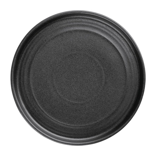 Olympia Cavolo Textured Black Flat Round Plate - 180mm 7" (6 Pack) • PAS-FD908