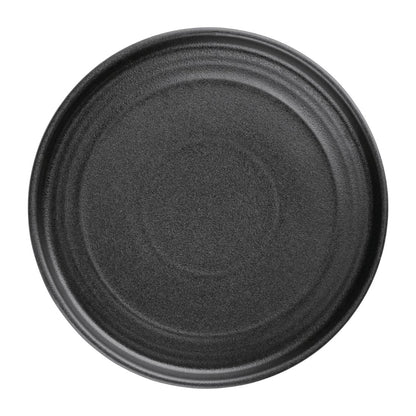 Olympia Cavolo Textured Black Flat Round Plate 180mm (6 Pack) (Pack of 6) • PAS-FD908