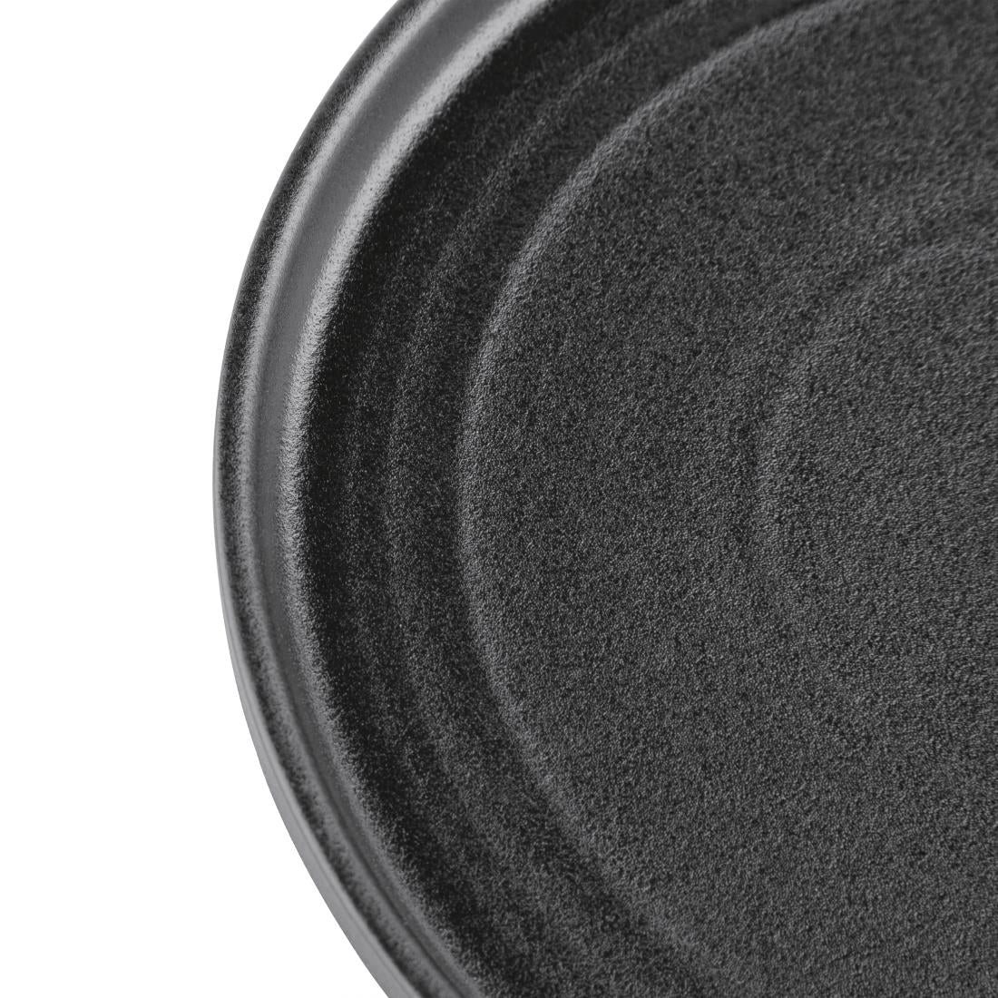Olympia Cavolo Textured Black Flat Round Plate 180mm (6 Pack) (Pack of 6) • PAS-FD908
