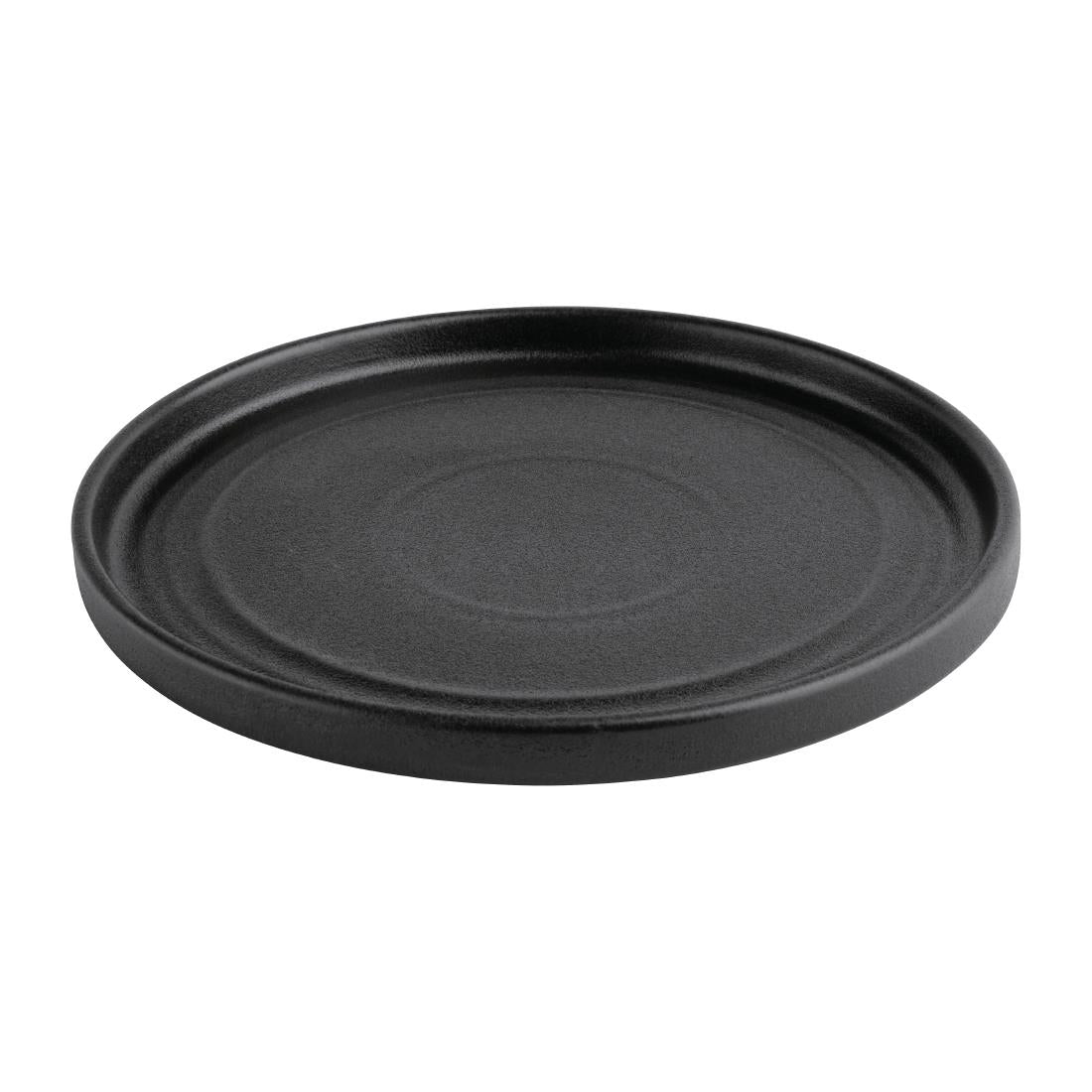 Olympia Cavolo Textured Black Flat Round Plate 180mm (6 Pack) (Pack of 6) • PAS-FD908