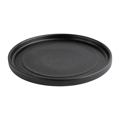 Olympia Cavolo Textured Black Flat Round Plate 180mm (6 Pack) (Pack of 6) • PAS-FD908