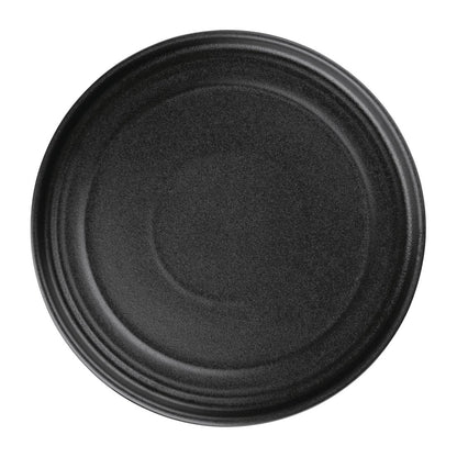 Olympia Cavolo Textured Black Flat Round Plate - 220mm 8 2/3" (6 Pack) • PAS-FD909