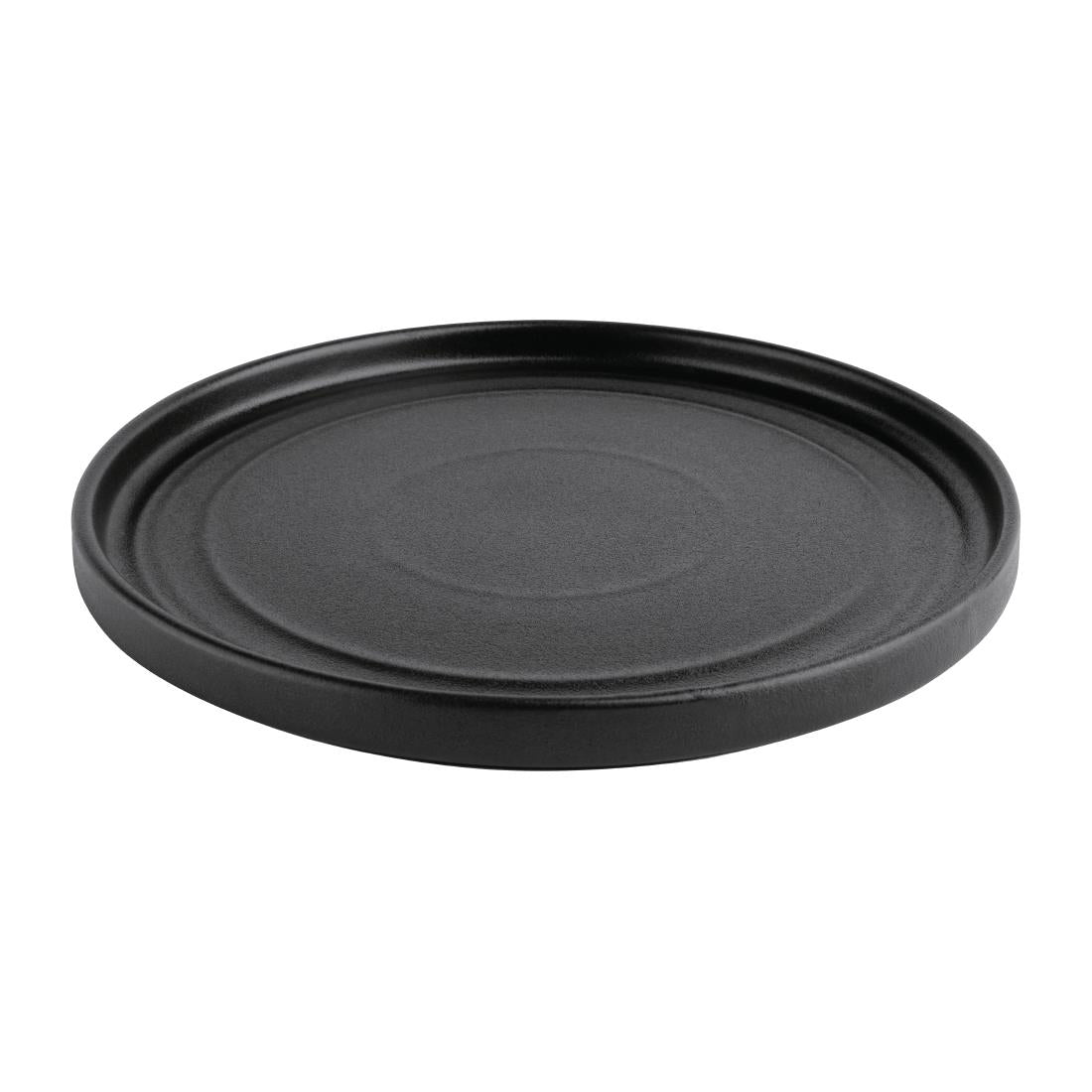 Olympia Cavolo Textured Black Flat Round Plate - 220mm 8 2/3" (6 Pack) • PAS-FD909