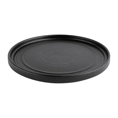 Olympia Cavolo Textured Black Flat Round Plate - 220mm 8 2/3" (6 Pack) • PAS-FD909