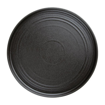 Olympia Cavolo Textured Black Flat Round Plate - 270mm 10 2/3" (4 Pack) • PAS-FD910