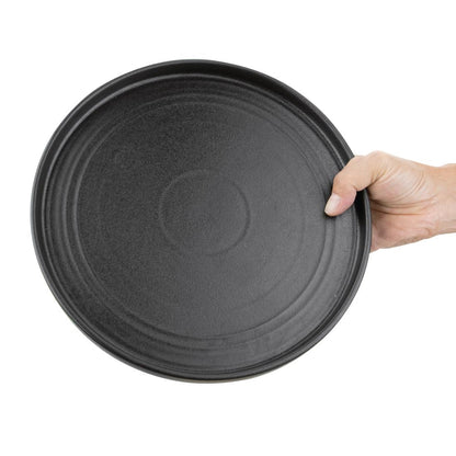 Olympia Cavolo Textured Black Flat Round Plate - 270mm 10 2/3" (4 Pack) • PAS-FD910
