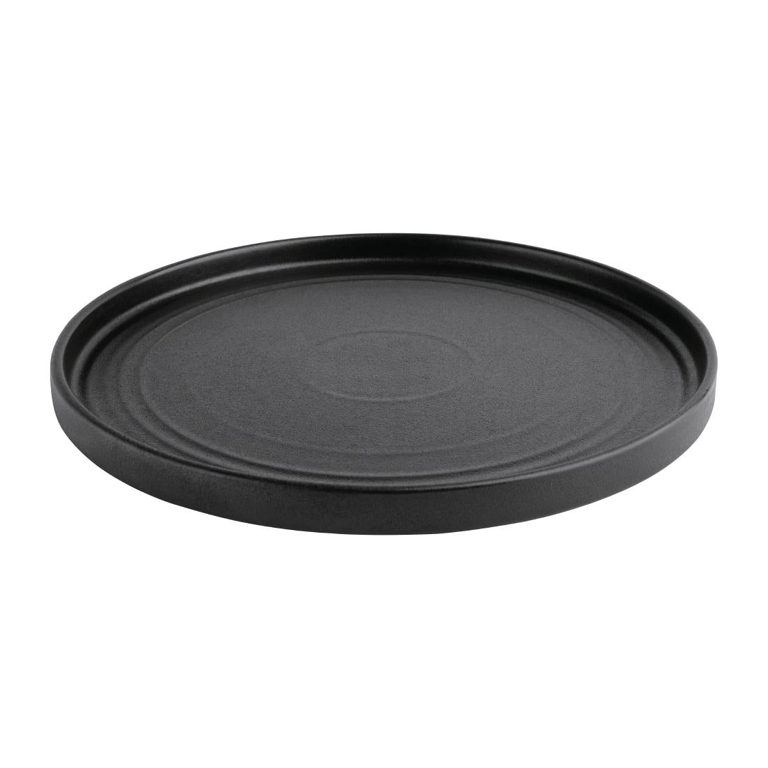 Olympia Cavolo Textured Black Flat Round Plate - 270mm 10 2/3" (4 Pack) • PAS-FD910