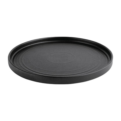Olympia Cavolo Textured Black Flat Round Plate - 270mm 10 2/3" (4 Pack) • PAS-FD910