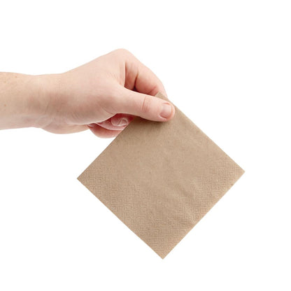 Fiesta Recyclable Recycled Cocktail Napkin Kraft 240x240mm 2ply 1/4 Fold (Pack of 4000) • PAS-FE217