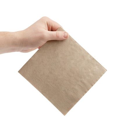 Fiesta Recyclable Recycled Lunch Napkin Kraft 330x330mm 2ply 1/4 Fold (2000 Pack) (2 ply | 4 fold | Pack of 2000) • PAS-FE226