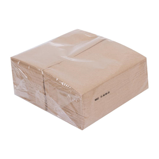 Fiesta Recyclable Recycled Dinner Napkin Kraft 400x400mm 2ply 1/8 Fold (2000 Pack) (2 ply | 8 fold | Pack of 2000) • PAS-FE250