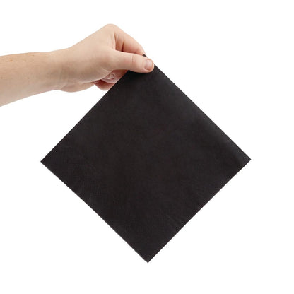 Fiesta Recyclable Dinner Napkin Black 400x400mm 3ply 1/4 Fold (Pack of 1000) • PAS-FE257