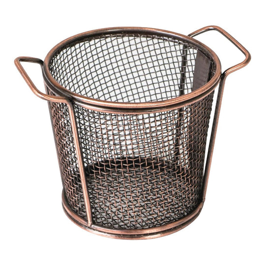 Moda Brooklyn Round Food Baskets Two Handles Antique Copper 80mm (6 Pack) (Pack of 6) • PAS-FK221