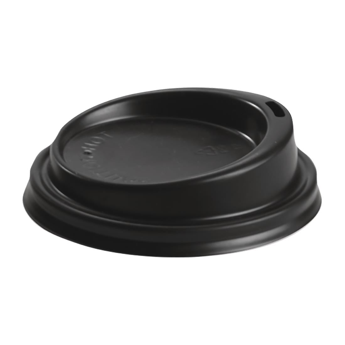 BioPak PS Plastic Lids for BioPak BioCups 80mm Black (1000 Pack) • PAS-FK390