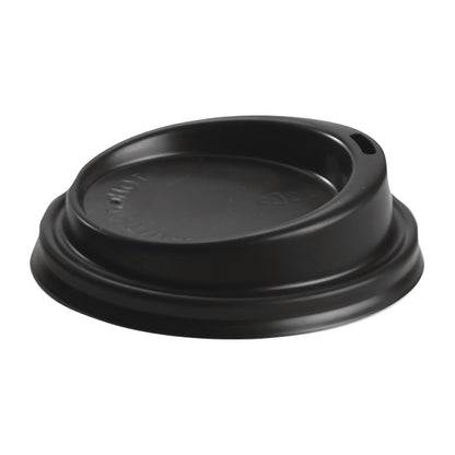 BioPak PS Plastic Lids for BioPak BioCups 80mm Black (1000 Pack) • PAS-FK390