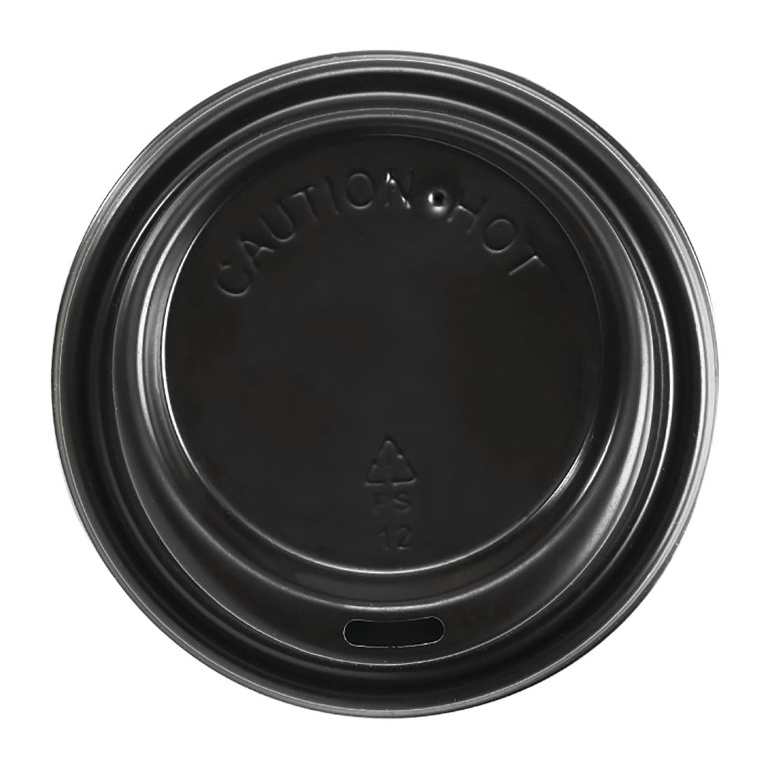 BioPak PS Plastic Lids for BioPak BioCups 80mm Black (1000 Pack) • PAS-FK390