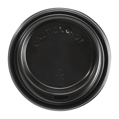 BioPak PS Plastic Lids for BioPak BioCups 80mm Black (Pack of 1000) • PAS-FK390