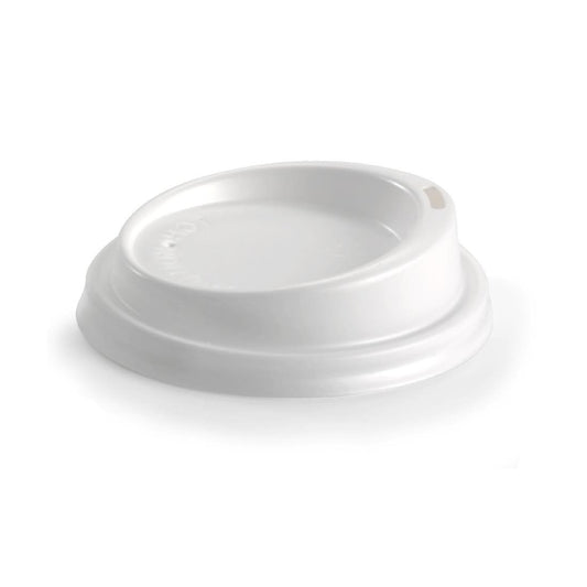 BioPak PS Plastic Lids for BioPak BioCups 80mm White (Pack of 1000) • PAS-FK391