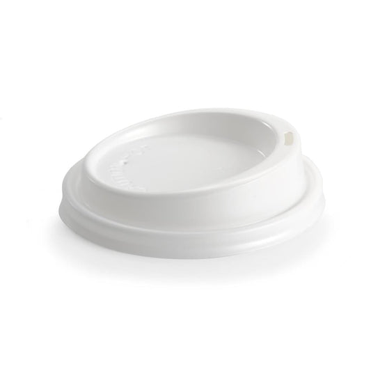 BioPak PS Plastic Lids for BioPak BioCups 90mm White (1000 Pack) • PAS-FK393