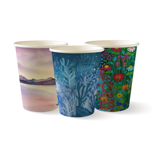 BioPak Art Series Hot BioCups Single Wall 390ml / 12oz (1000 Pack) (Pack of 1000) • PAS-FK399