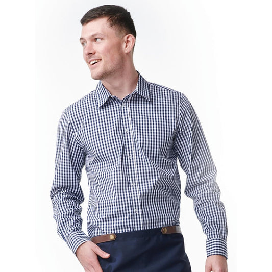 Urbanbar Teddy Men's Gingham Shirt Navy Blue M • PAS-FK716-M