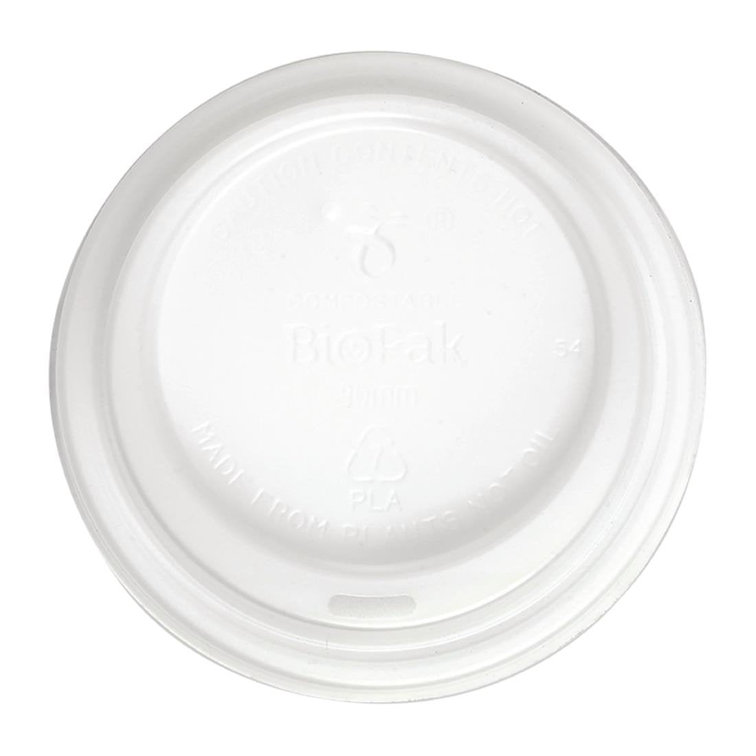 BioPak PLA Lids for BioPak BioCups 90mm White (Pack of 1000) • PAS-FK949